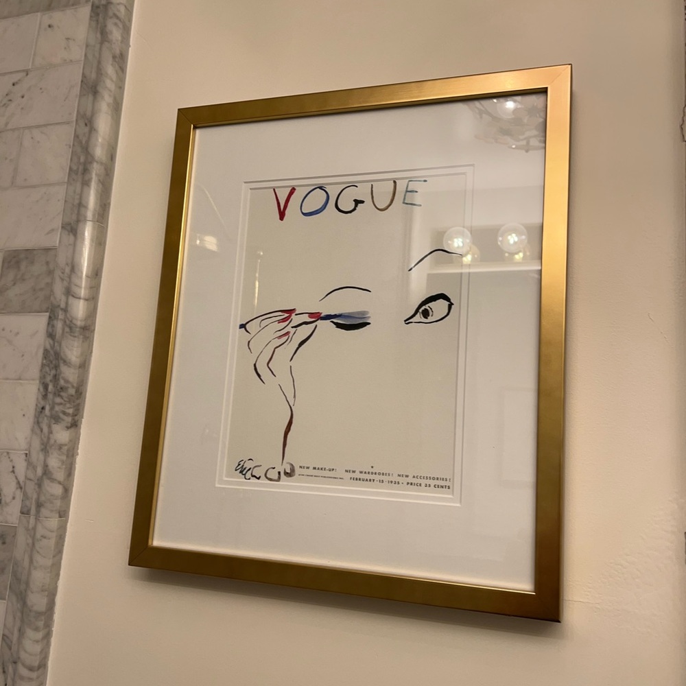 Vogue Cover - February 1935 - All Dolled Up Print in Gold Frame